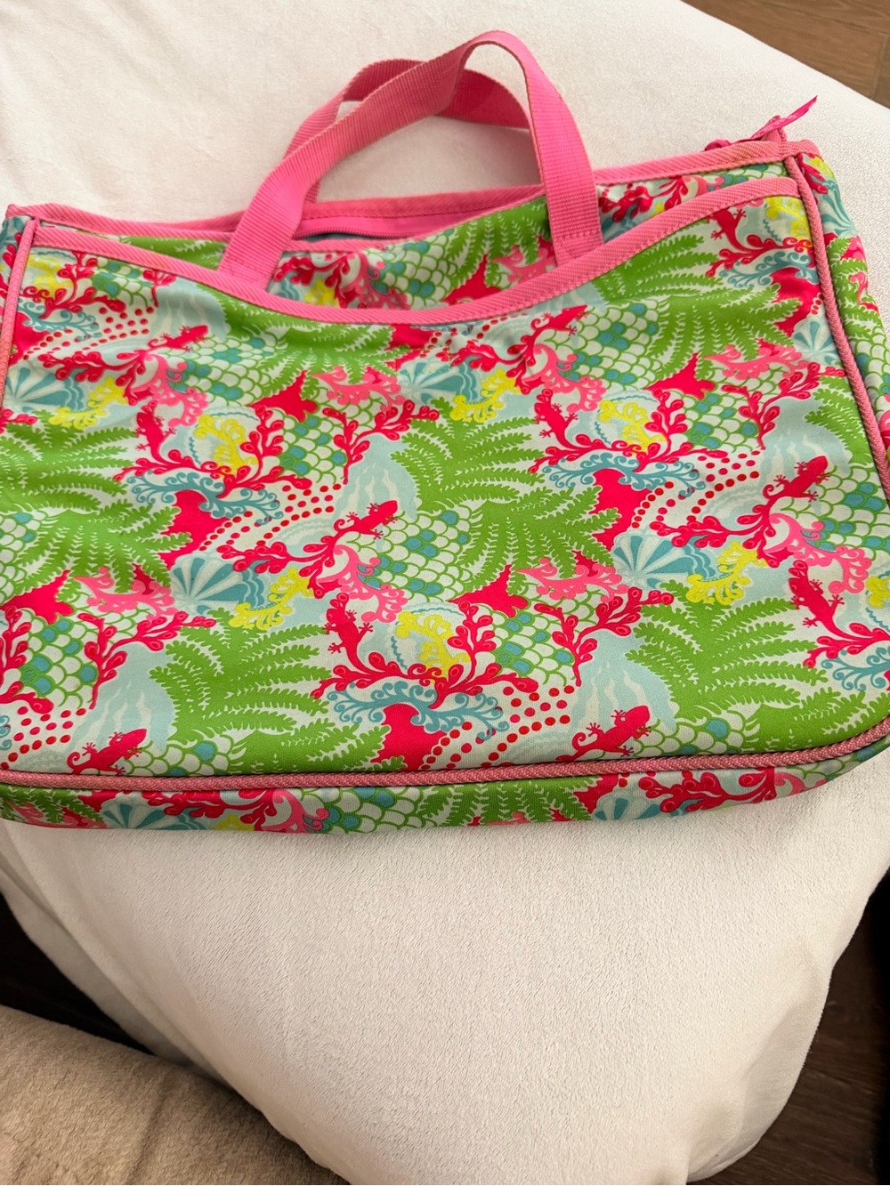 Lilly Pulitzer Tropical Floral laptop bag in Pink, Green & Blue